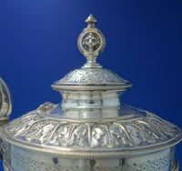JD and S Silverplate Tea Set 4pc Acanthus Leaves Ram Handles Lion Finial (#5505)