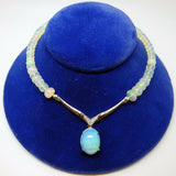 Genuine Natural Opal Necklace with Diamonds & 14k White Gold Clasp (#C3268)