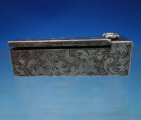 .950 Silver Lipstick Case with Crown and Mirror Hand Engraved 2 1/4" (#6808)