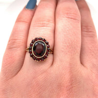 10K Yellow Gold Vintage Genuine Natural Garnet Cocktail Ring (#J5554)