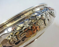 Mixed Metals by Whiting Sterling Silver Aesthetic Bowl Copper Flowers #916 #1096