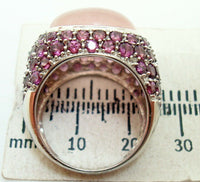 14k White Gold Pink Genuine Natural Tourmaline and Rose Quartz Ring (#J2976)