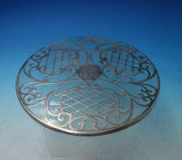 Glass Trivet Plate with Sterling Silver Overlay 7 3/4" (#5490)