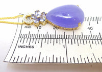 10k Gold Huge Genuine Lavendar Jade Pendant with Tanzanites (#C3650)