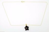 14K Gold Genuine Natural Brazilian Garnet Flower Pendant with Diamonds (#J3130)