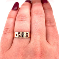 10k Rose Gold Victorian Genuine Natural Garnet Band Ring (#J5668)