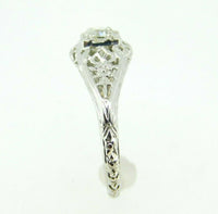 Art Deco 18k White Gold Genuine Natural Diamond Filigree Ring .36ct (#J865)