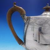 Georgian John Touliet English Sterling Silver Tea Pot Wood Handle (#4081)