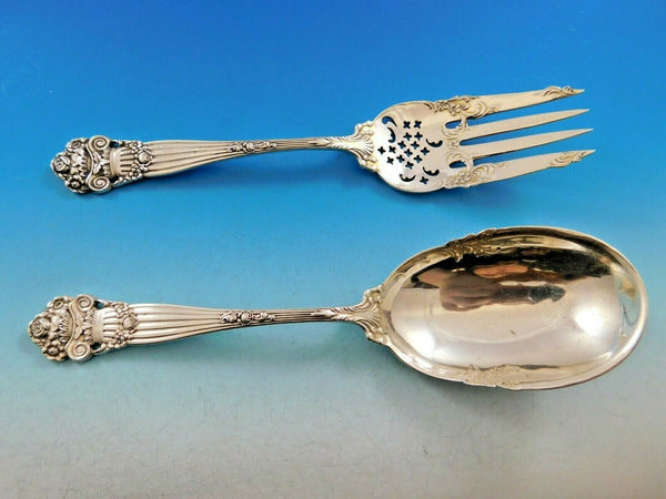 Georgian by Towle Sterling Silver Flatware Salad Serving Set Old Pierced 9"