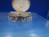 European .935 Sterling Silver Pill Trinket Box Brite-cut GW Interior c1930 #6511