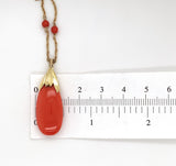 14k Yellow Gold Briolette Genuine Natural Coral Pendant Necklace (#J6163)