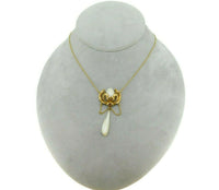 10k Yellow Gold Art Nouveau Pearl Necklace Lavaliere (#J4625)