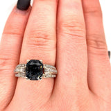 14k White Gold Cushion Cut 2.92 Carat Genuine Natural Grey Spinel Ring (#J5522)