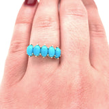 10k Yellow Gold Turquoise Five-Stone Ring Jewelry (#J5714)