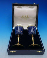 Queens by Garrard and Co Sterling Silver Console Set 5pc Box Gilt Sodalite #4717