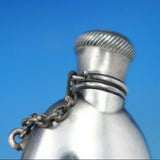 La Pierre Sterling Silver Perfume Bottle with Chain Has Dents 3 1/4" (#6643)