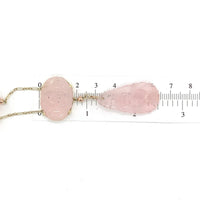 14k Yellow Gold Deco Carved Genuine Natural Rose Quartz Necklace (#J5926)