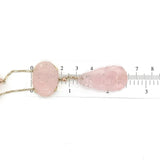14k Yellow Gold Deco Carved Genuine Natural Rose Quartz Necklace (#J5926)