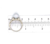 14k White Gold 8.8mm Silver Akoya Pearl Ring Jewelry (#J5591)