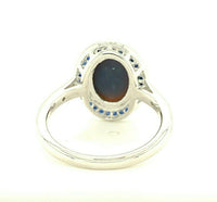 18k Gold 1.07 Carat Genuine Natural Australian Black Opal and Sapphire (#J5302)