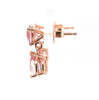 14k Rose Gold 2.24ct TW Pink Genuine Natural Morganite Drop Earrings (#J5718)