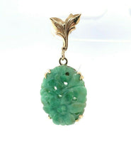 14k Yellow Gold Chinese Export Carved Jade Earrings (#J5492)