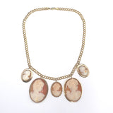 9k and 10k and 14k Yellow Gold Five Genuine Natural Shell Cameos Necklace #J6175