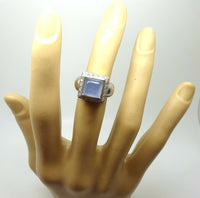 Modern 14k Gold Square Genuine Natural Chalcedony Ring with Diamonds (#J3603)