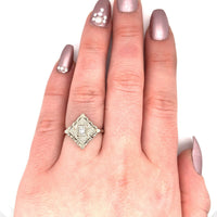14k White Gold Vintage Genuine Natural Diamond Ring (#J5443)