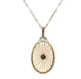 14k White Gold Genuine Natural Rock Crystal Quartz Pendant Art Deco (#J5934)