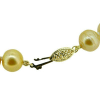 14k Yellow Gold 9mm Golden South Sea Pearl Necklace (#J4573)