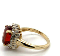 14k Gold 4.41 Carat Genuine Natural Spessartine Garnet and Diamond Ring (#J5419)