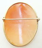 14k Yellow Gold Genuine Natural Shell Cameo Pin Full Figure Woman (#J2784)
