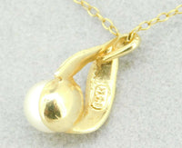 14k Yellow Gold Cultured Pearl Pendant with Brushed Gold (#J4283)