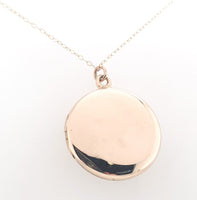 14k Gold Victorian Round Locket w/ Genuine Natural Diamond on 14k Chain (#J6520)