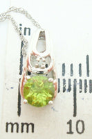 14K Gold Round Genuine Natural Peridot Pendant with Diamond (#J2416)