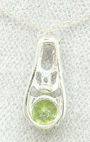 14K Gold Round Genuine Natural Peridot Pendant with Diamond (#J2416)
