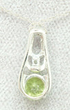 14K Gold Round Genuine Natural Peridot Pendant with Diamond (#J2416)