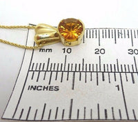14k Gold Concave Cut Genuine Natural Citrine Pendant (#J1105)