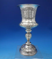 German .812 Silver Chalice Gold Washed Interior with Lid Chased Flowers (#6454)