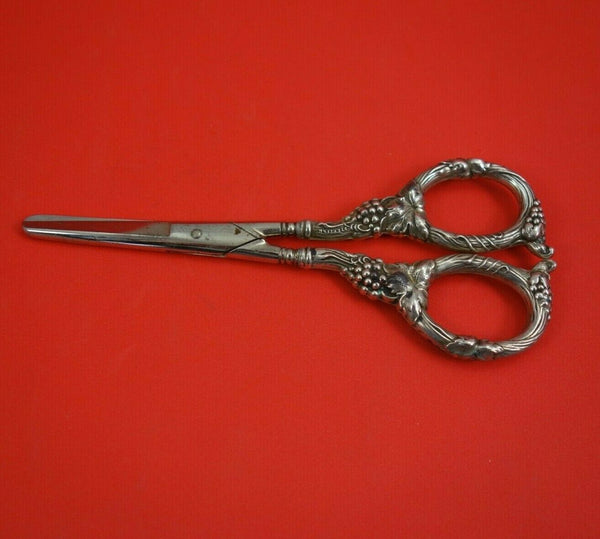 German Sterling Silver Grape Shears with Grapes 6 1/4" Heirloom