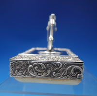 Maintenon by Shiebler Sterling Silver and Wood Desk Blotter Stamp Box Lion #4946