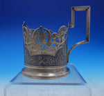 Russian .875 Silver Cup Holder Hand Engraved Pierced w/Niello 3 5/8" Tall #3872