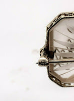 14k Gold Genuine Natural Rock Crystal Quartz and Diamond Filigree Pendant #J5406