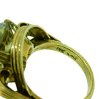 14k Yellow Gold Retro Large Genuine Natural Smoky Quartz Ring (#J4529)
