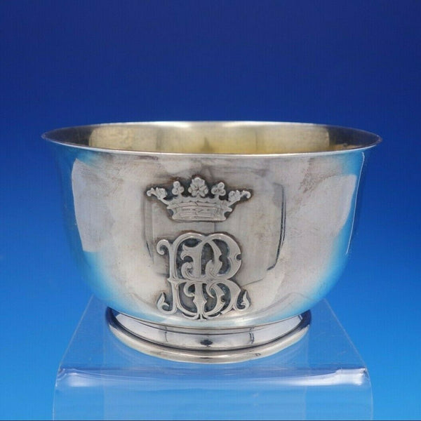 French Silver Bowl by E.C. with Applied Crown and Gold Washed Interior (#4218)