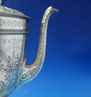 JD and S Silverplate Tea Set 4pc Acanthus Leaves Ram Handles Lion Finial (#5505)