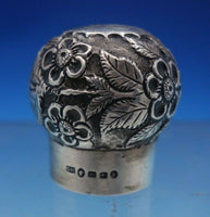 CM English Victorian Sterling Silver Bottle Top Repousse Birmingham 1889 (#6607)
