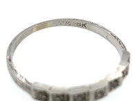 18k White Gold Wedding Band Ring w/Diamonds Engraved Dated 1932 Size 7.75 #J5907