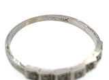 18k White Gold Wedding Band Ring w/Diamonds Engraved Dated 1932 Size 7.75 #J5907